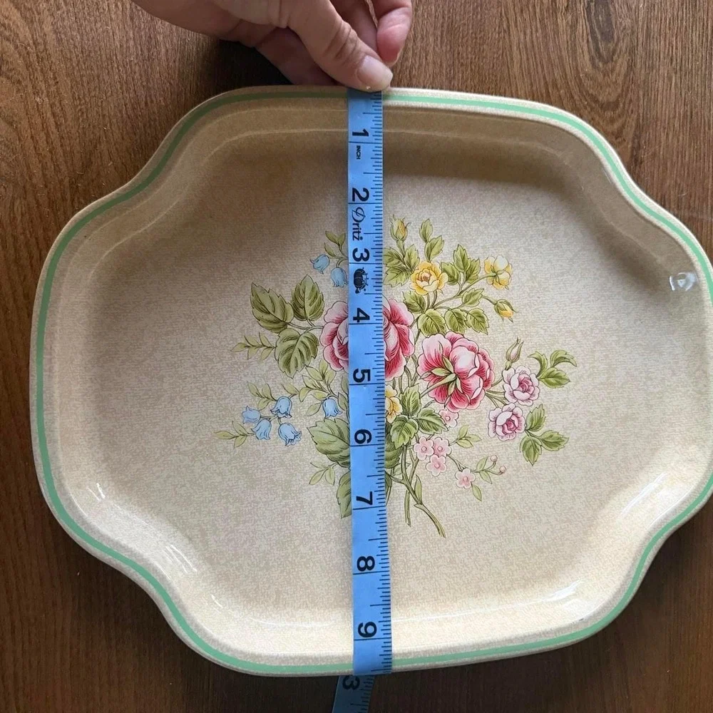 Vintage 80s Avon Floral Metal Vanity Tray England Shabby Chic Cottagecore